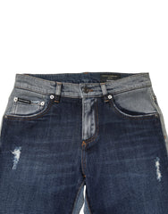 Dolce & Gabbana Blue Two Tone Cotton Men Skinny Denim Jeans - IT44 | XS