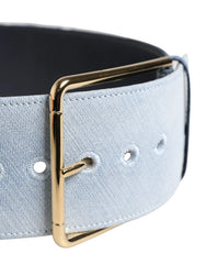 Dolce & Gabbana Blue Two Tone Denim Gold Metal Buckle Belt - 90 cm / 36 Inches