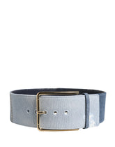 Dolce & Gabbana Blue Two Tone Denim Gold Metal Buckle Belt - 90 cm / 36 Inches
