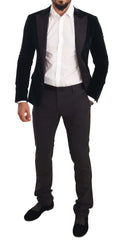 Dolce & Gabbana Blue Velvet Cotton Slim Fit Smoking Suit - IT46 | S - Tuxedos