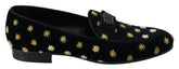 Dolce & Gabbana Blue Velvet Crown Slippers Loafers Shoes - EU39/US6 - Flats