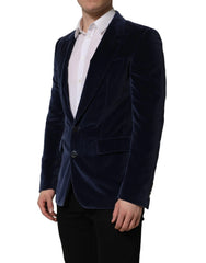 Dolce & Gabbana Blue Velvet Single Breasted Blazer Jacket - IT48 | M