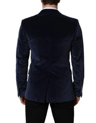 Dolce & Gabbana Blue Velvet Single Breasted Blazer Jacket - IT48 | M