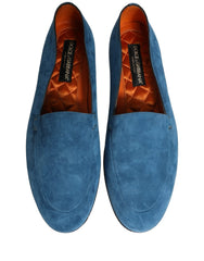Dolce & Gabbana Blue Velvet Slip On Men Flats Loafers Shoes - EU43/US10