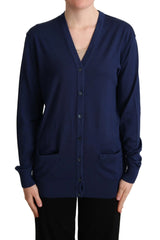 Dolce & Gabbana Blue Virgin Wool Button Down Cardigan Sweater - IT42|M - Cardigans