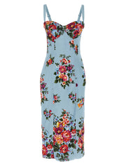 Dolce & Gabbana Blue Viscose Midi Dress