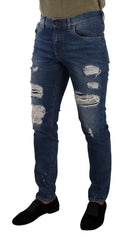 Dolce & Gabbana Blue Wash Cotton Stretch Slim Fit Denim Jeans - IT48 | M - Jeans