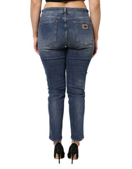 Dolce & Gabbana Blue Washed Cotton Low Waist Denim Jeans - IT48|XXL - Jeans