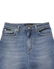 Dolce & Gabbana Blue Washed Cotton Skinny Denim Trouser Jeans - IT38 | XS