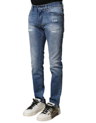 Dolce & Gabbana Blue Washed Cotton Skinny Men Denim Jeans - IT44 | XS - Jeans