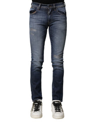 Dolce & Gabbana Blue Washed Cotton Slim Fit Men Denim Jeans - IT44 | XS - Jeans