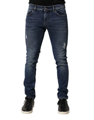 Dolce & Gabbana Blue Washed Skinny Cotton Denim Jeans - IT48 | M - Jeans