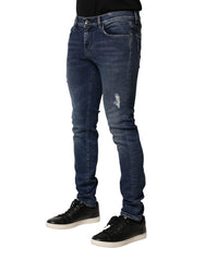 Dolce & Gabbana Blue Washed Skinny Cotton Denim Jeans - IT48 | M - Jeans