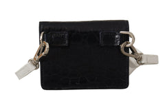 Dolce & Gabbana Blue White Caiman Leather Strap Card Holder Wallet - Wallets