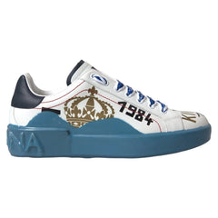 Dolce & Gabbana Blue White Printed Portofino Melt Sneakers - EU39.5/US6.5