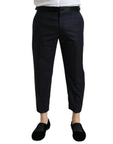 Dolce & Gabbana Blue Wool Cropped Tapered Pants - IT54 | XL - Trousers