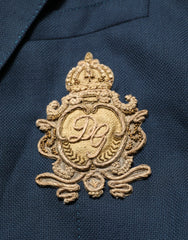Dolce & Gabbana Blue Wool Logo Single Breasted Coat Blazer - IT54 | XL