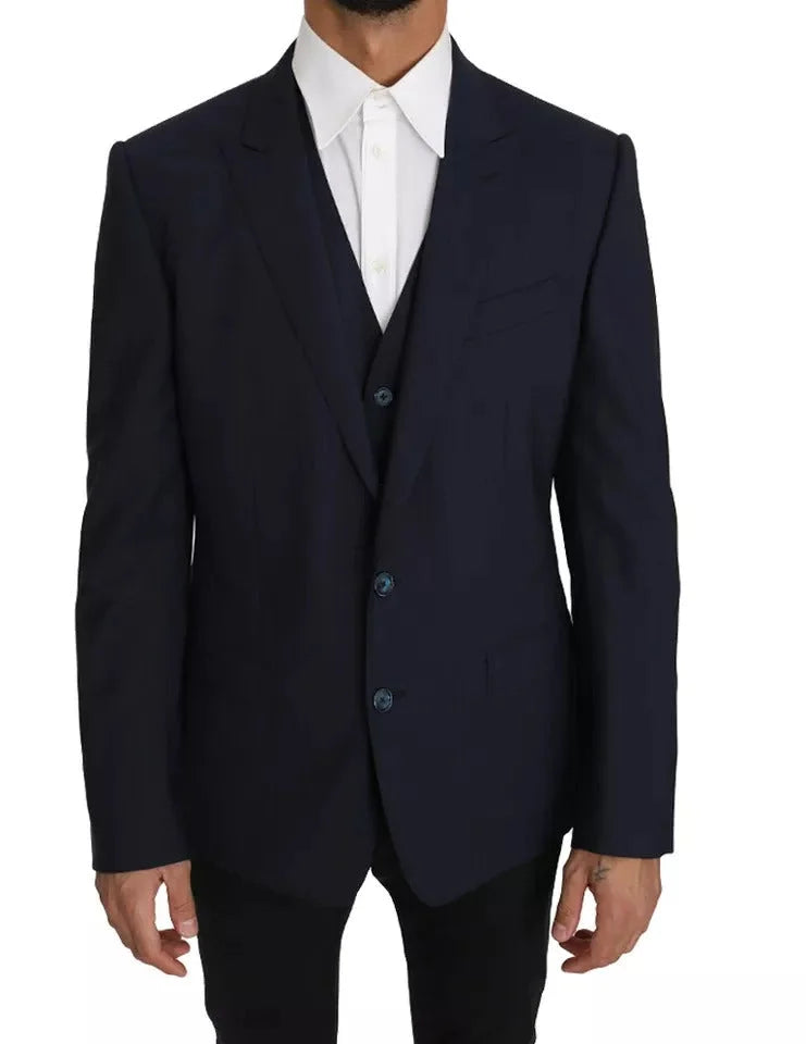 Dolce & Gabbana Blue Wool MARTINI Blazer Vest 2 Piece - IT50 | L - Sport Jackets