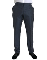 Dolce & Gabbana Blue Wool Men Skinny Dress Pants - IT56 | XXL - Trousers