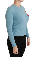 Dolce & Gabbana Blue Wool Queen Heart Pullover Sweater - IT36 | XS - Sweaters