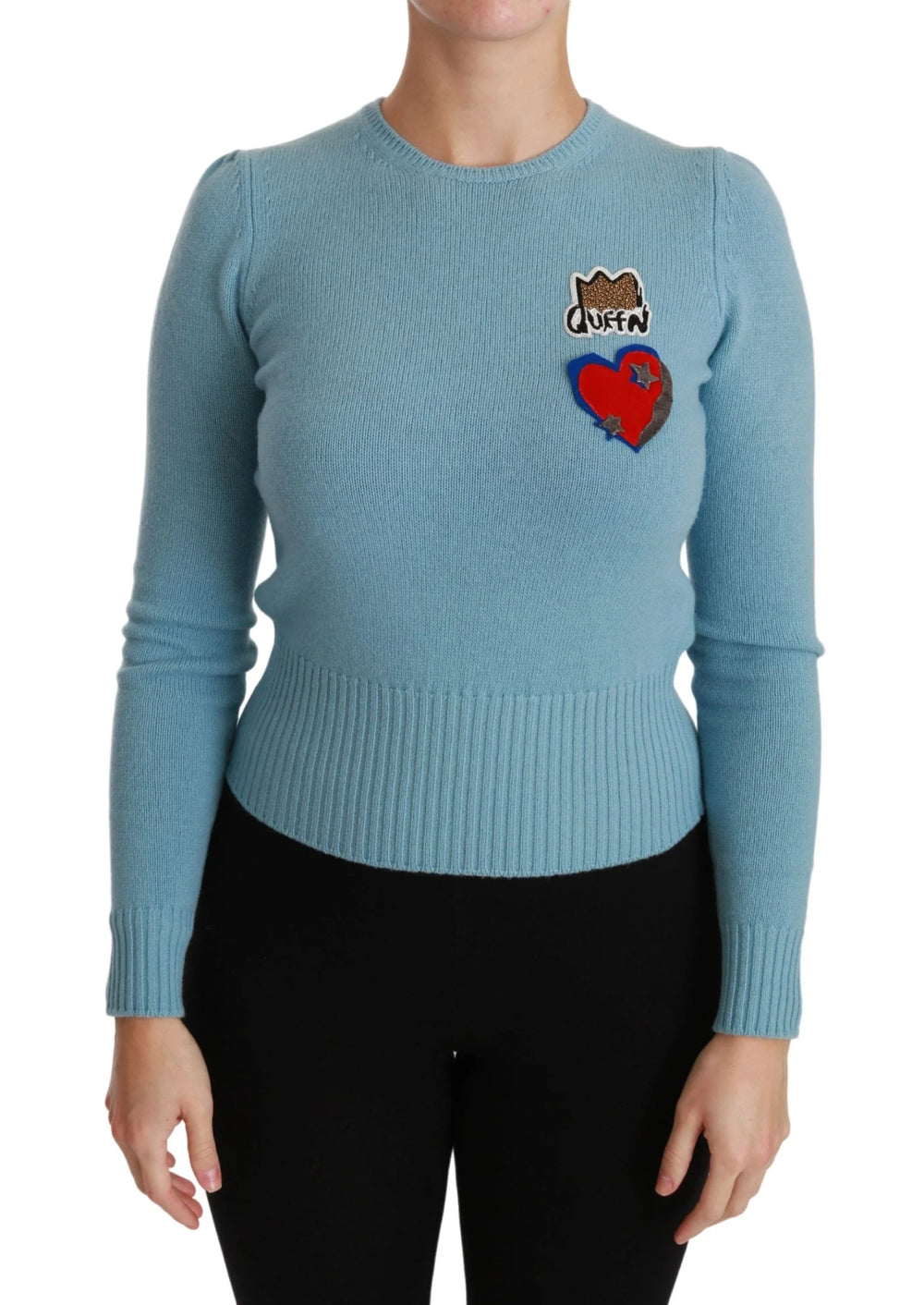 Dolce & Gabbana Blue Wool Queen Heart Pullover Sweater - IT36 | XS - Sweaters