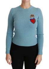 Dolce & Gabbana Blue Wool Queen Heart Pullover Sweater - IT36 | XS - Sweaters