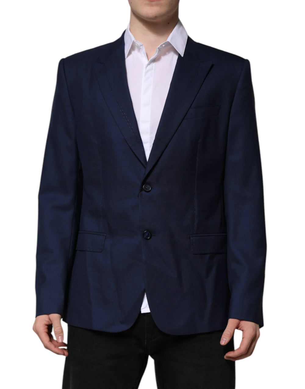 Dolce & Gabbana Blue Wool Single Breasted Suit Coat Blazer - IT54 | XL - Sport Jackets