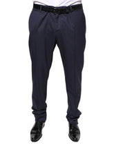 Dolce & Gabbana Blue Wool Skinny Formal Dress Pants - IT54 | XL - Trousers