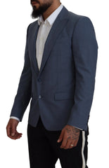 Dolce & Gabbana Blue Wool Stretch Slim Fit Jacket Blazer - Sport Jackets