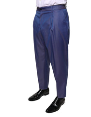 Dolce & Gabbana Blue Wool Tapered Formal Dress Pants - IT48 | M - Trousers