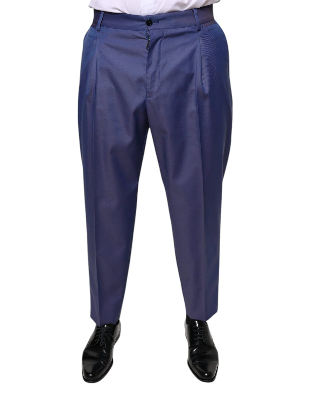 Dolce & Gabbana Blue Wool Tapered Formal Dress Pants - IT48 | M - Trousers