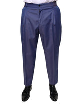 Dolce & Gabbana Blue Wool Tapered Formal Dress Pants - IT48 | M - Trousers