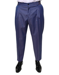 Dolce & Gabbana Blue Wool Tapered Formal Dress Pants - IT48 | M - Trousers
