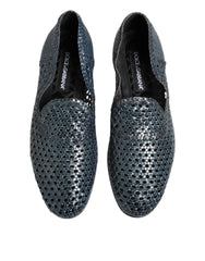 Dolce & Gabbana Blue Woven Leather Slip On Loafers Shoes - EU41/US8 - Flats