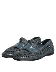 Dolce & Gabbana Blue Woven Leather Slip On Loafers Shoes - EU41/US8 - Flats