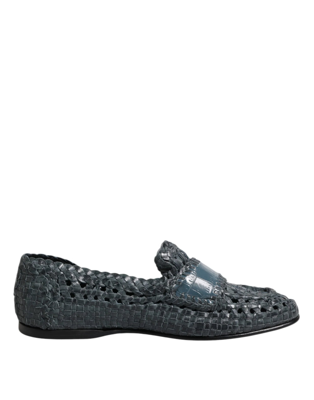 Dolce & Gabbana Blue Woven Leather Slip On Loafers Shoes - EU41/US8 - Flats