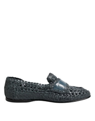 Dolce & Gabbana Blue Woven Leather Slip On Loafers Shoes - EU41/US8 - Flats