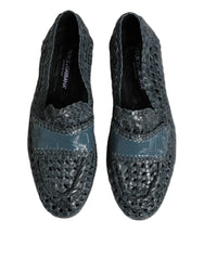 Dolce & Gabbana Blue Woven Leather Slip On Loafers Shoes - EU41/US8 - Flats