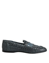 Dolce & Gabbana Blue Woven Raffia Slip On Loafers Shoes - EU45/US12 - Flats