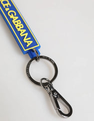 Dolce & Gabbana Blue Yellow DG Rubber Logo Silver Men’s Holder Keyring - Keychains