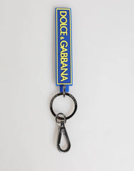 Dolce & Gabbana Blue Yellow DG Rubber Logo Silver Men’s Holder Keyring - Keychains