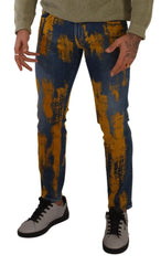 Dolce & Gabbana Blue Yellow Dye Cotton Skinny Men Denim Jeans - Jeans