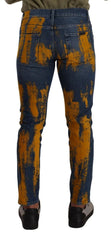 Dolce & Gabbana Blue Yellow Dye Cotton Skinny Men Denim Jeans - Jeans