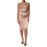 Dolce & Gabbana Blush Pink Silk Satin Bustier Midi Bodycon Dress - IT36|XXS - Dresses
