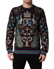 Dolce & Gabbana Bordeaux Cashmere Crown Embroidered Sweater - IT50 | L
