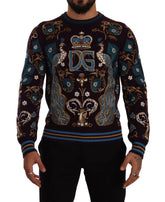 Dolce & Gabbana Bordeaux Cashmere DG Crown Embroidered Sweater - Sweaters