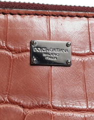 Dolce & Gabbana Bordeaux Croc Leather Logo Plaque Men Briefcase Bag