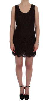 Dolce & Gabbana Bordeaux Floral Lace Ricamo Sheath Dress - IT42|M - Dresses