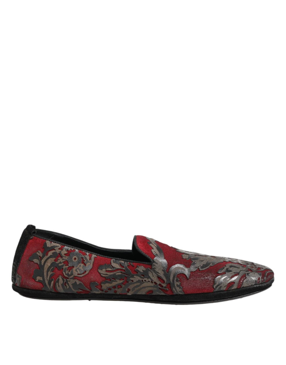 Dolce & Gabbana Bordeaux Jacquard Leather Slip On Loafer Shoes - EU44/US11