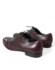 Dolce & Gabbana Bordeaux Leather Men Formal Derby Dress Shoes - EU44/US11 - Shoes